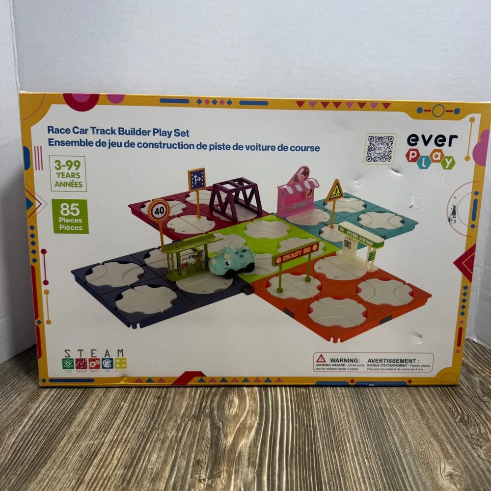 Ever Play Race Car Track Builder Play Set Reversible Rotatable Tracks EPR22